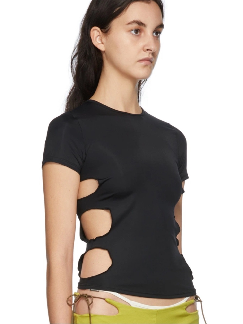 Miaou Black Short Sleeve Cutout Tee small
